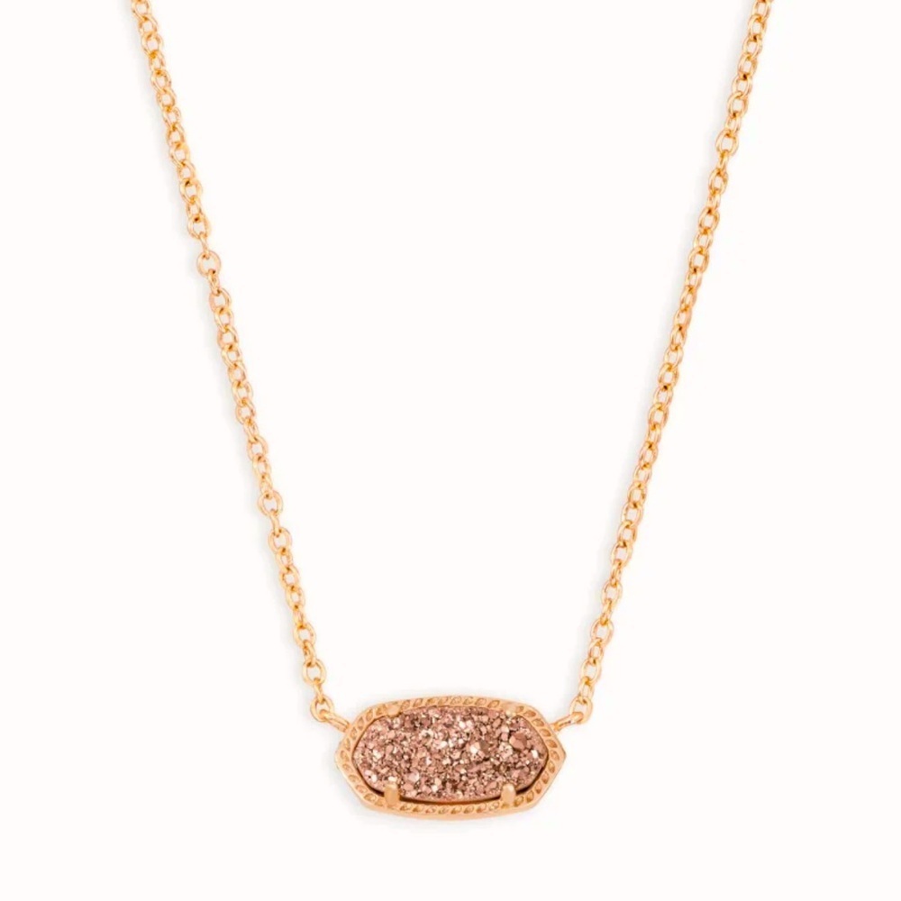 Kendra Scott Elisa Rose Gold Drusy Extended Length Pendant